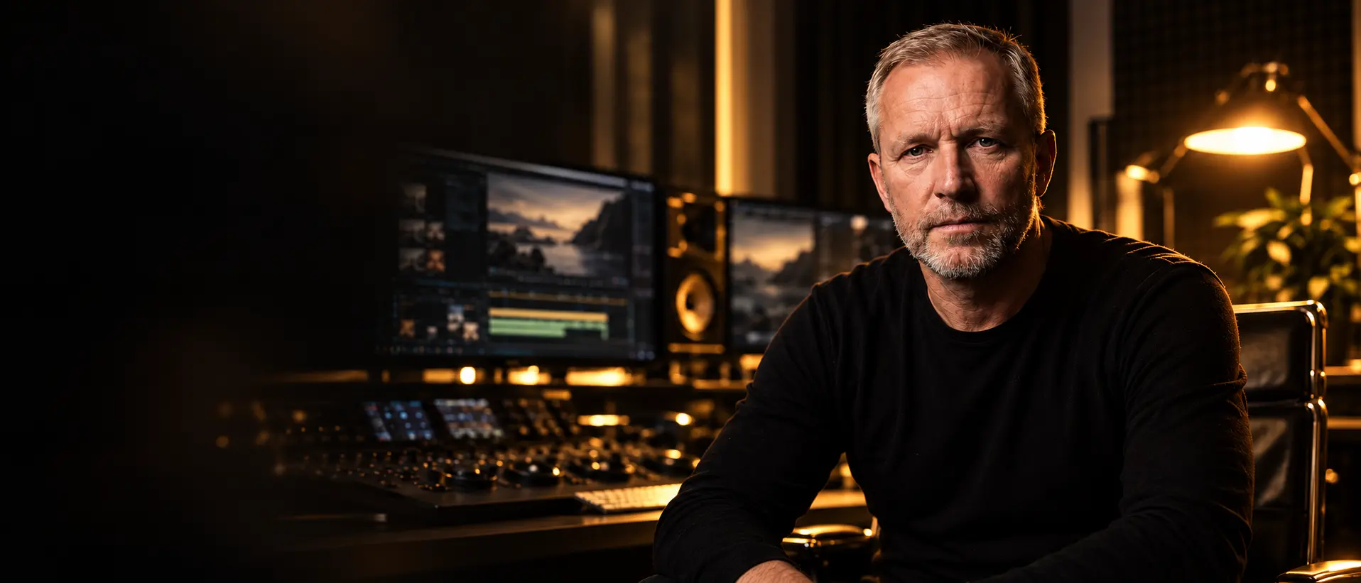 Marcus Halvorsen dans un studio de montage audiovisuel