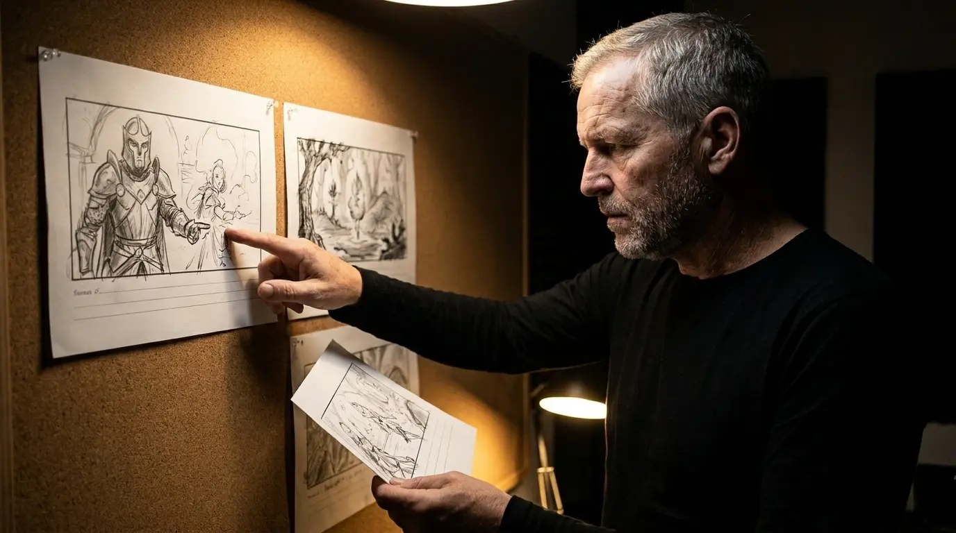 Marcus compare des cadres et des storyboards