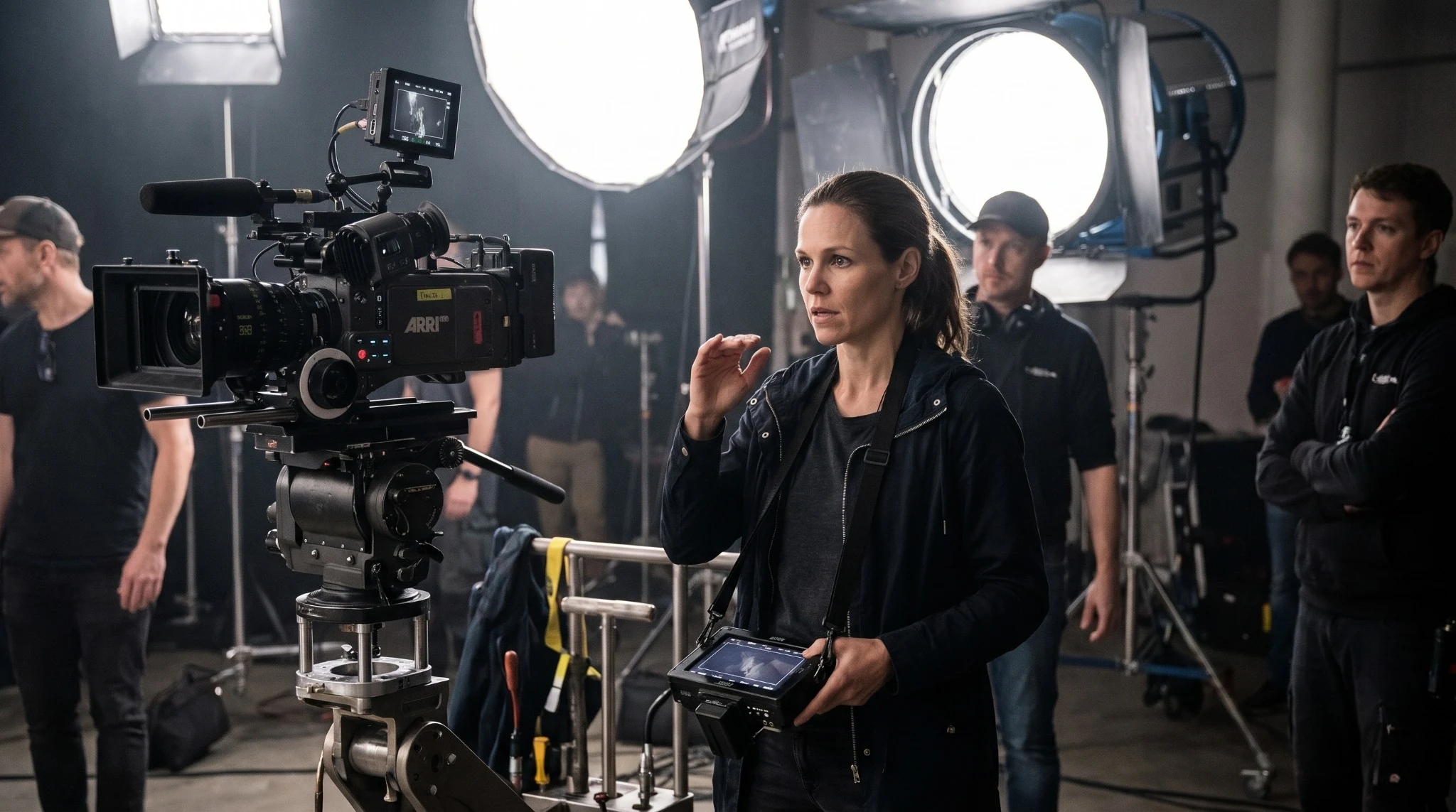 Sofia dirige une production cinématographique auprès d’une caméra