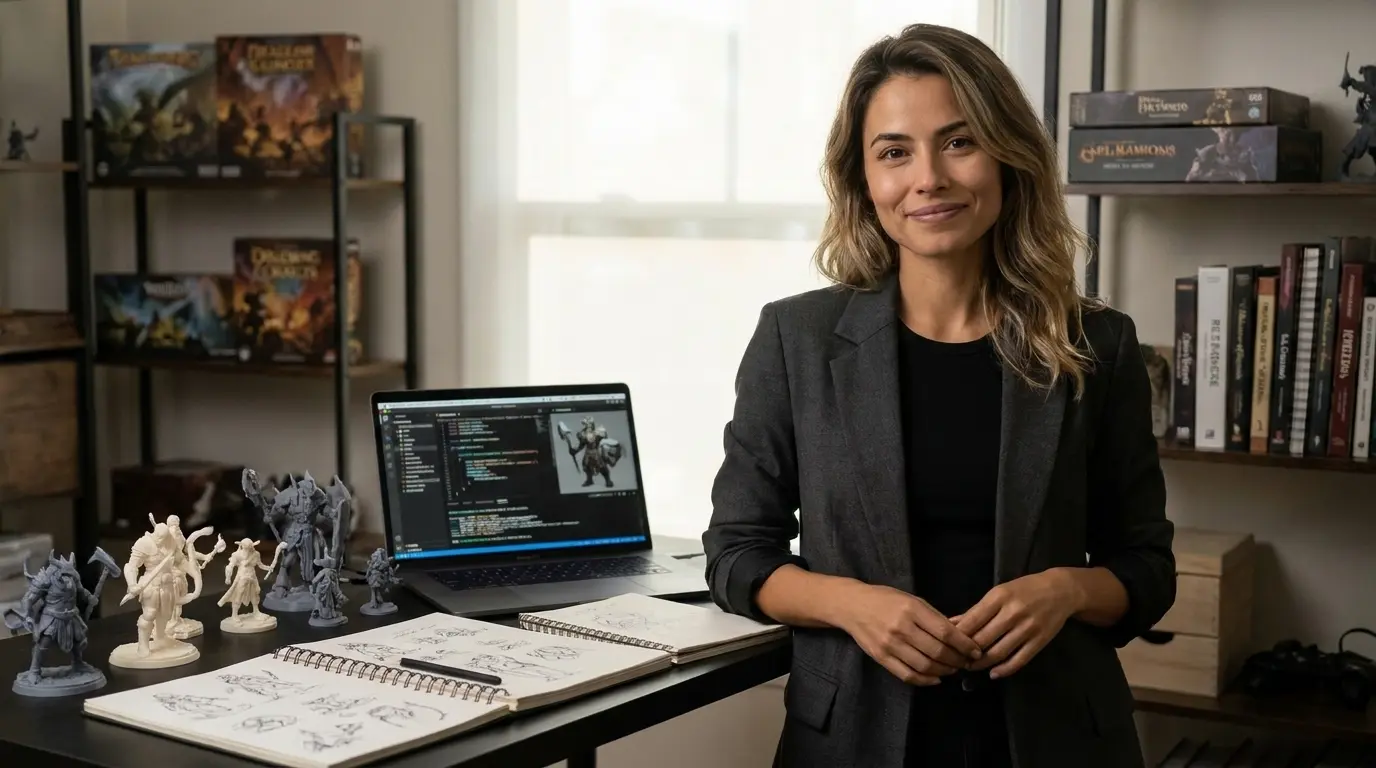 Zéa dans un studio de conception ludique